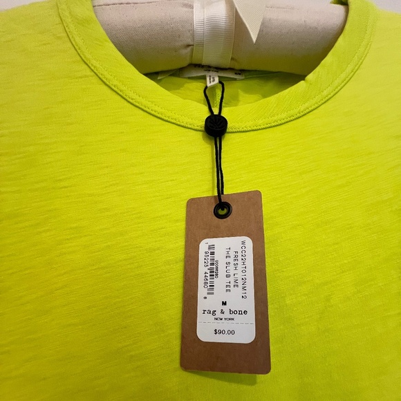 Rag & Bone Tee - Crew Neck, Size M Slub Cotton T  in Fresh Lime. NWT - Picture 2 of 8